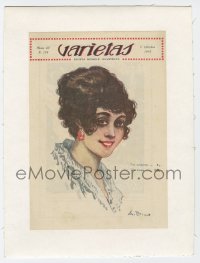 4h244 VARIETAS linen Italian 6x9 magazine cover October 1918 great A.B. art of pretty female star!