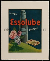 4h252 ESSOLUBE linen Italian magazine ad 1941 Sassi art of automotive lubricant by car & flowers!