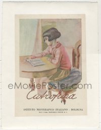 4h254 EUTROFINA linen Italian magazine ad 1920s art of young girl reading at table!