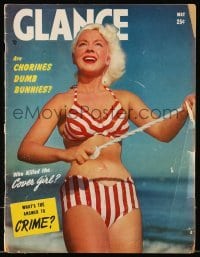 4h680 GLANCE magazine May 1952 sexy blonde in bikini on the cover, Are Chorines Dumb Bunnies?