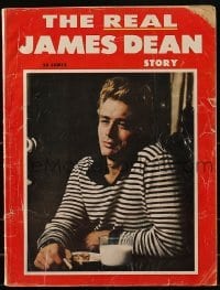 4h686 JAMES DEAN magazine 1956 cool illustrated biography, great cover portrait by Sanford Roth!