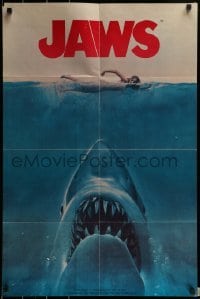 4h687 JAWS 23x34 magazine/promo poster 1975 monster colour souvenir poster magazine!