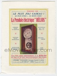 4h206 LA PENDULE ELECTRIQUE HELIOS linen French magazine ad 1923 art of clock w/electric pendulum!