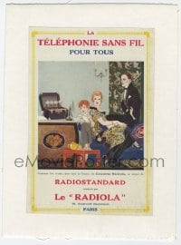 4h207 LA TELEPHONIE SANS FIL linen French magazine ad 1923 family with Radiola wireless radio!