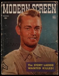4h704 MODERN SCREEN magazine December 1943 cover portrait of Army Air Corps Corporal Alan Ladd!