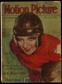 4h717 MOTION PICTURE magazine December 1928 Marland Stone art of Anita Page in football uniform!