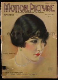 4h713 MOTION PICTURE magazine November 1923 great cover portrait of Gloria Swanson by Hal Phyfe!