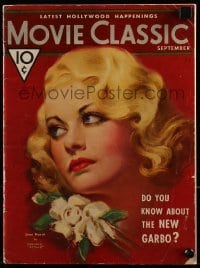 4h733 MOVIE CLASSIC magazine September 1933 great cover art of Joan Marsh by Marland Stone!