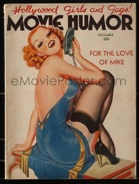 4h734 MOVIE HUMOR magazine December 1937 Hollywood Girls & Gags, sexy pin-up cover art by Quintana!