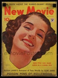 4h749 NEW MOVIE MAGAZINE magazine December 1933 great cover art of Norma Shearer by Clarke Moore!