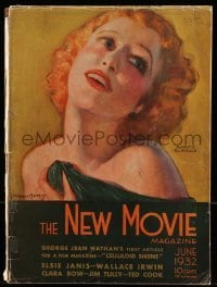 4h743 NEW MOVIE MAGAZINE magazine June 1932 Jeanette MacDonald cover art by McClelland Barclay!