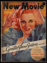 4h748 NEW MOVIE MAGAZINE magazine October 1933 cover art of sexy Ginger Rogers by Clark Agnew!