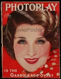 4h762 PHOTOPLAY magazine April 1933 great cover art of beautiful Norma Shearer by Earl Christy!