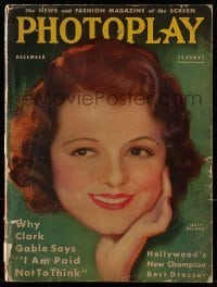 4h760 PHOTOPLAY magazine December 1932 great cover art of of Janet Gaynor by Earl Christy!