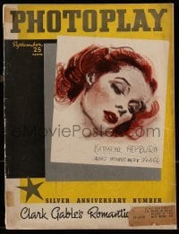 4h768 PHOTOPLAY magazine September 1936 cover art of Katharine Hepburn by James Montgomery Flagg!