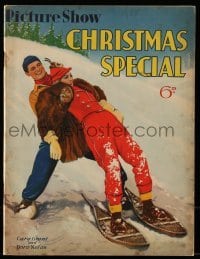 4h840 PICTURE SHOW CHRISTMAS SPECIAL English magazine 1938 Cary Grant & Doris Nolan in the snow!