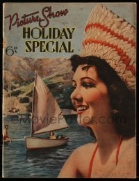 4h842 PICTURE SHOW HOLIDAY SPECIAL English magazine 1936 pretty Jean Parker having fun on a lake!