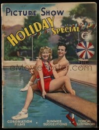4h843 PICTURE SHOW HOLIDAY SPECIAL English magazine 1937 Dick Powell & Joan Blondell at their pool!