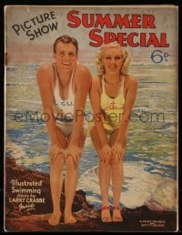 4h844 PICTURE SHOW SUMMER SPECIAL English magazine 1938 Buster Crabbe & Betty Grable in swimsuits!