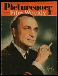 4h972 PICTUREGOER English magazine April 13, 1940 great cover portrait of smoking Conrad Veidt!
