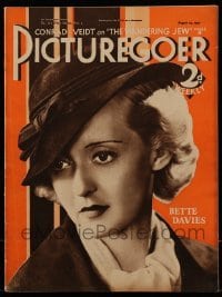 4h899 PICTUREGOER English magazine August 19, 1933 portrait of Bette Davis billed as Bette Davies!