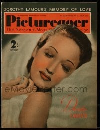 4h969 PICTUREGOER English magazine July 8, 1939 cover portrait of sexy Dorothy Lamour in fur!