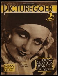 4h894 PICTUREGOER English magazine March 26, 1932 great cover portrait of sexy Carole Lombard!