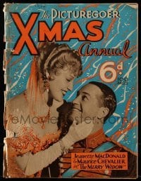 4h859 PICTUREGOER XMAS ANNUAL English magazine 1934 Jeanette MacDonald & Maurice Chevalier cover!