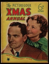 4h862 PICTUREGOER XMAS ANNUAL English magazine 1937 Fredric March & Janet Gaynor on the cover!