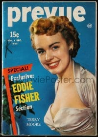 4h647 PREVUE 4x6 magazine November/December 1953 Terry Moore, special exclusive Eddie Fisher section!