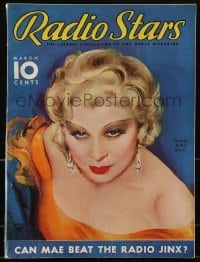 4h788 RADIO STARS magazine March 1934 great cover art of sexy Mae West by Marland Stone!