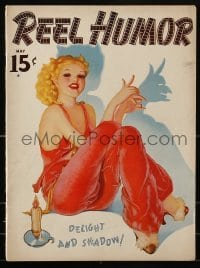 4h789 REEL HUMOR magazine May 1939 great cover art of sexy pin-up making a devil shadow puppet!