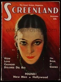 4h798 SCREENLAND magazine December 1931 great cover art of Dolores Del Rio by Edward L. Chase!
