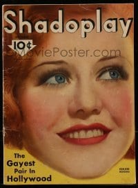 4h800 SHADOPLAY magazine October 1933 super close cover portrait of Ginger Rogers by Earl Christy!