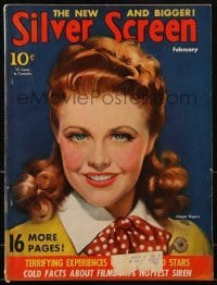 4h802 SILVER SCREEN magazine February 1941 great cover art of Ginger Rogers by Marland Stone!