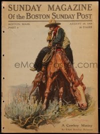 4h810 SUNDAY MAGAZINE magazine August 23, 1908 W. Herbert Dunton cover art for A Cowboy Mutiny!