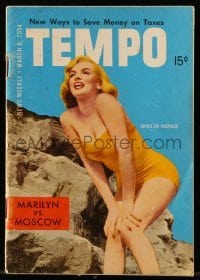 4h650 TEMPO 4x6 magazine March 8, 1954 great cover article about sexy Marilyn Monroe vs Moscow!