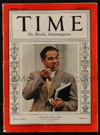 4h813 TIME magazine August 8, 1938 cover portrait of director Frank Capra by Paul Dorsey!