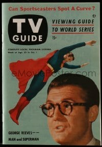 4h646 TV GUIDE REPRO magazine 1990s replica of September 25, 1953 issue, George Reeves as Superman!