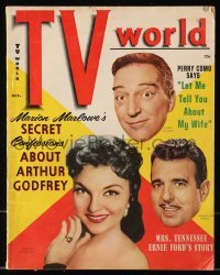 4h820 TV WORLD magazine October 1956 Marion Marlowe, Garry Moore, Tennessee Ernie Ford!