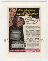 4h209 UNE REVOLUTION DANS LA RADIO EDUCATIVE linen French magazine ad 1940s cool radio images!