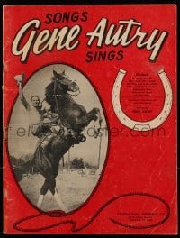 4h087 GENE AUTRY 9x12 song folio 1942 his songs + illustrations & action photographs!