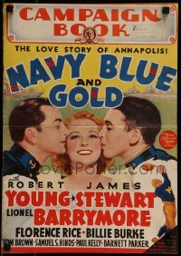 4h008 NAVY BLUE & GOLD 14x20 pressbook cover 1937 art of James Stewart & Robert Young, cadets at Annapolis!