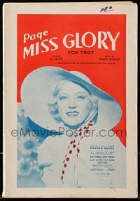 4h047 PAGE MISS GLORY 8x11 songbook 1935 all the orchestral parts for the fox trot from movie!