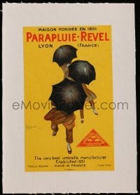 4h204 PARAPLUIE REVEL linen French 5x7 advertising label 1922 great art by Leonette Cappiello!