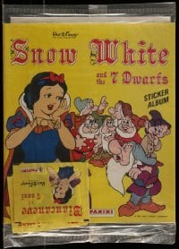 4h048 SNOW WHITE & THE SEVEN DWARFS 9x11 sticker album 1986 still sealed in its original bag!