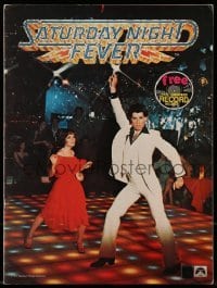 4h409 SATURDAY NIGHT FEVER souvenir program book 1977 disco dancer John Travolta, includes record!