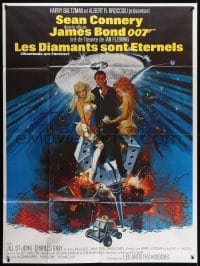 4j740 DIAMONDS ARE FOREVER French 1p R1980s McGinnis art of Sean Connery as James Bond & sexy girls!
