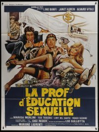 4j852 L'ONOREVOLE CON L'AMANTE SOTTO IL LETTO French 1p 1982 sexy crime art by Enzo Sciotti!