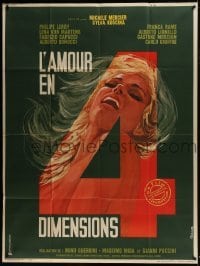 4j857 LOVE IN FOUR DIMENSIONS French 1p 1965 great Gonzalez artwork of sexy woman in the title!